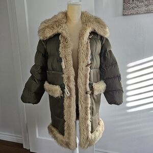 NEW Urbacode London Reversible parka in olive green and cream color